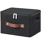 VinneGenzz Storage Bins with Zipper Lid Cotton Linen Fabric Lidded Storage Baskets Boxes Foldable...