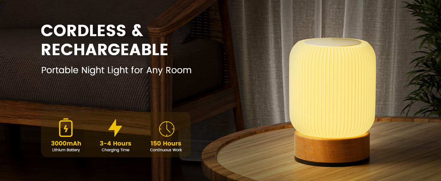 long-lasting battery lamp USB-C rechargeable energy saving LED compact space-saving design