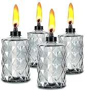Glass Table Top Torches, 4 Pack Citronella Torches for Outside, 12oz Flame Light Torch,Refillable...
