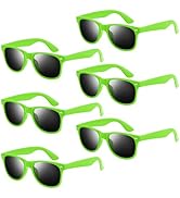 NEBURORA 6 Pack Green Neon Sunglasses Bulk Retro Colorful Party Glasses for Adult Men Women Birth...