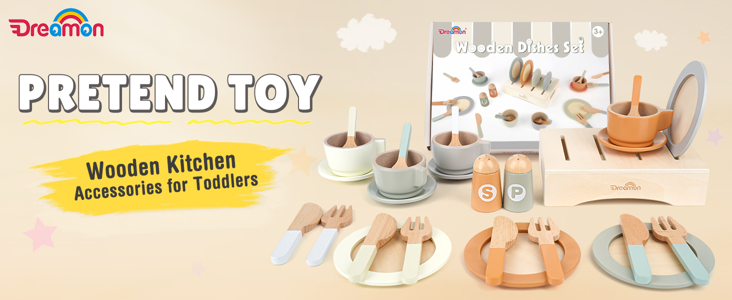 Wooden Play Dishes and Plates