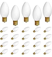 SUNSGNE 25 Pack C9 Incandescent Christmas Light Bulbs, 7 Watt Night Light Bulbs for Outdoor Strin...