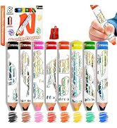 nsxsu Wooden 3 in 1 Jumbo Colored Pencils for Toddlers &amp; Kids, Chunky Washable Crayons, Fat Trian...