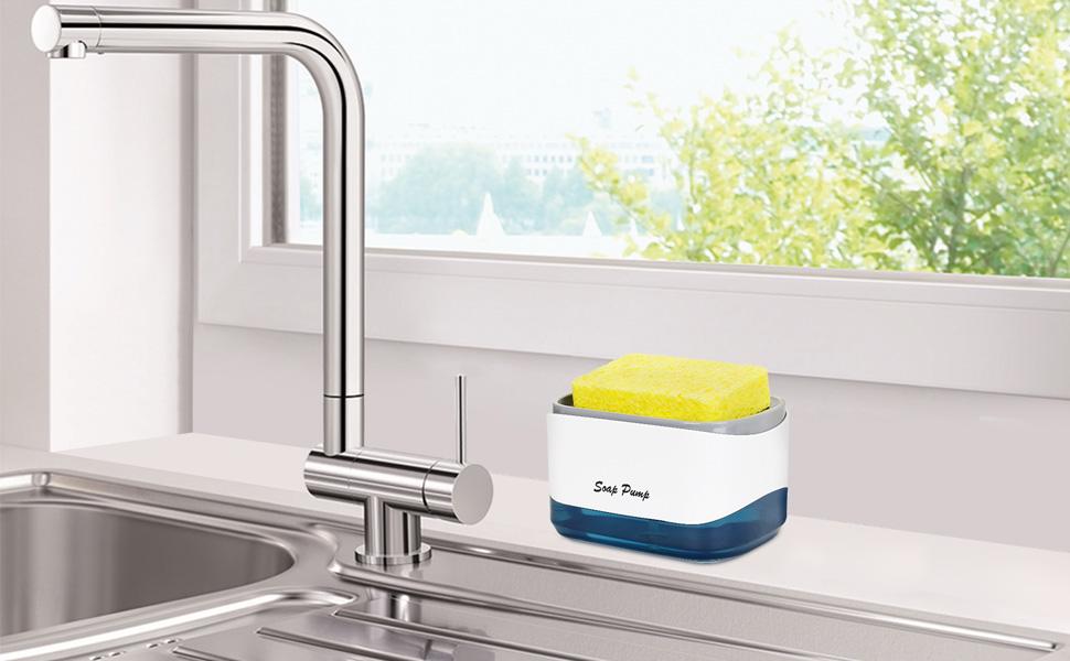 dish soap dispenser with sponge holder