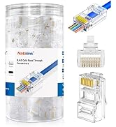 NataLink RJ45 Cat 6 Connectors, 200-Pack Cat6 Pass Through Connectors Ethernet Cable Connector Ca...