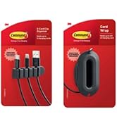 Command 5-Cord Clip Organizer and Wrap Bundle, 2 Clips, 1 Wrap and 6 Medium Strips, Black, Great ...