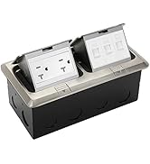 Vagueior Dual Pop Up Floor Electrical Outlet Stainless Steel Box Kit, 20A TR Tamper-Resistant Dup...