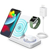Wireless Charger 15w, Suguder 3 in 1 Qi Fast Wireless Charging Station Compatible with iWatch 7/6...