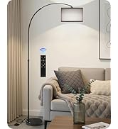 Arc Floor Lamp with Marble Base and Adjustable Height, Rotating Hanging Shade, Dimmable Floor Lam...