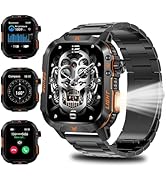 QTLLBT Military Smart Watch for Men (Stainless steel), 2.01" HD Bluetooth Call Rugged Watch with ...