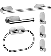 JiGiU Self Adhesive Towel Bar, Bathroom Hardware Set Include 16-Inch Bath Towel Bar,Toilet Paper ...