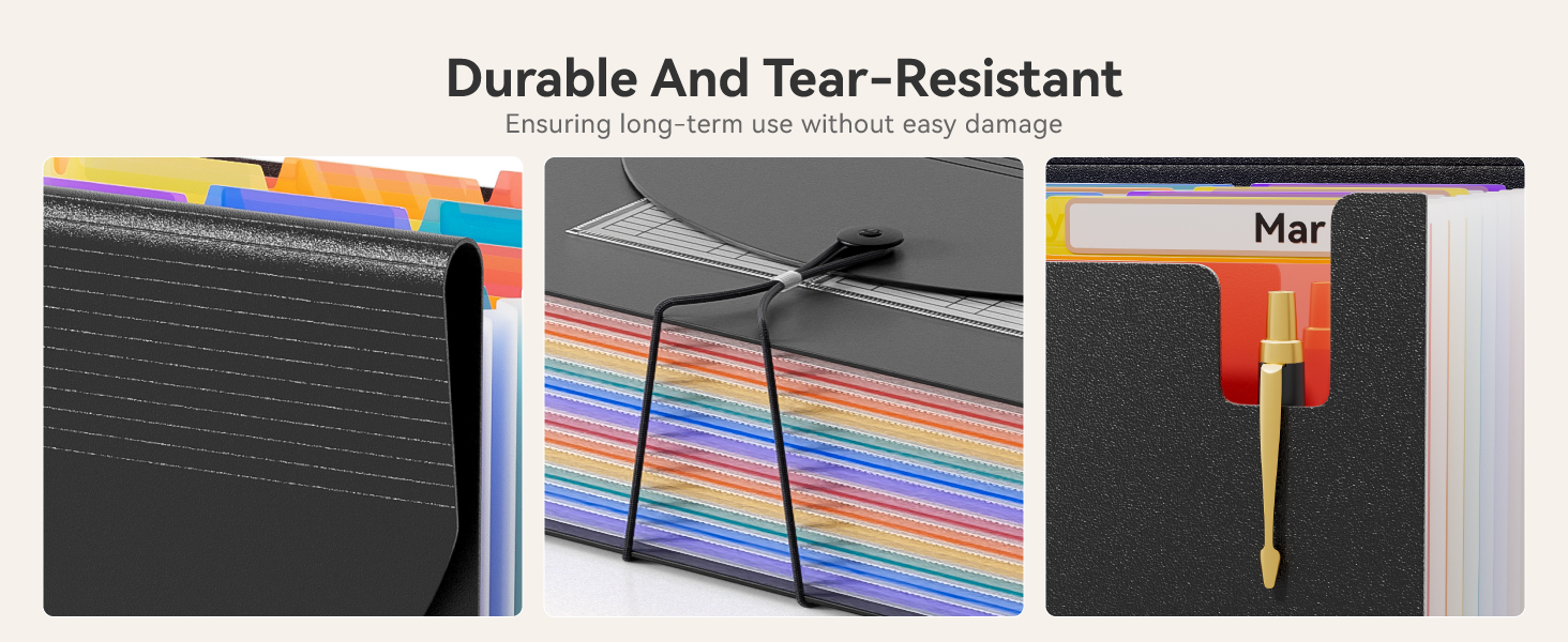 ThinkTex Expanding File Folder 12 Pockets Accordion File Organizer