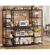 UPOSOJA Large Bakers Rack with Power Outlet, 62.4in Wide Kitchen Microwave Stand with Storage She...