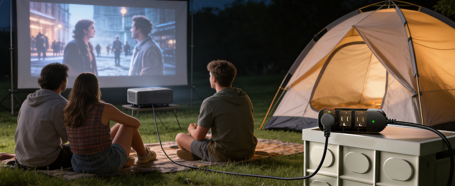 Outdoor Power Strip, 5 Ft, 1625W/13A IPX6 Waterproof, for Courtyard, Garage, Workshop, Camping, RV