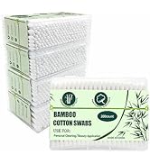 1000pcs Bamboo Cotton Swabs Double Round Cotton Buds with Wooden(5 Pack of 200)