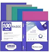 Two Pocket Folders, RAZCC 100 Pack Two Pocket with Prongs, 3 Prong Pocket Folders Letter Size, Pa...