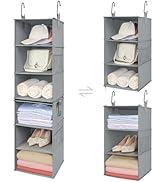 TOPIA HOME 6-Shelf Hanging Closet Organizer, Two Separable 3-Tier Heavy Duty Closet Organizer, Ha...