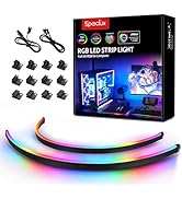 Speclux NEON Addressable RGB PC LED Strip, 2x15.7inch WS2812 RGB Rainbow Magnetic ARGB Strip for ...