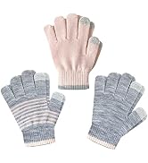Touchscreen Kids Gloves for Boys Girls, 3 Pairs 2-14 Age Child Winter Warm Glove