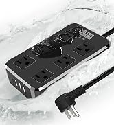 IPX6 Outdoor Power Strip Weatherproof, Waterproof Surge Protector with 6 Wide Outlet with 3 USB P...