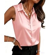 Zeagoo Womens Satin Blouse Sleeveless Silk Tank Tops Button Down Shirts Business Casual Outfits 2026