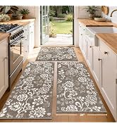 LOKHOM Boho Kitchen Rugs Sets of 3, Non Slip High-Low Textured Kitchen Mats for Floor with Rubber...