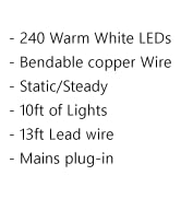 QBIS Fairy Lights Plug in Warm White Firefly Lights on Copper Wire, 10ft 240 LED Fairy Lights for...