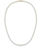 LGYIC 18K Yellow Gold Plated 3mm Gradient Cubic Zirconia Classic Tennis Necklace for Women