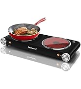 Techwood 1800W Electric Hot Plate, Countertop Stove Double Burner for Cooking, Infrared Ceramic H...