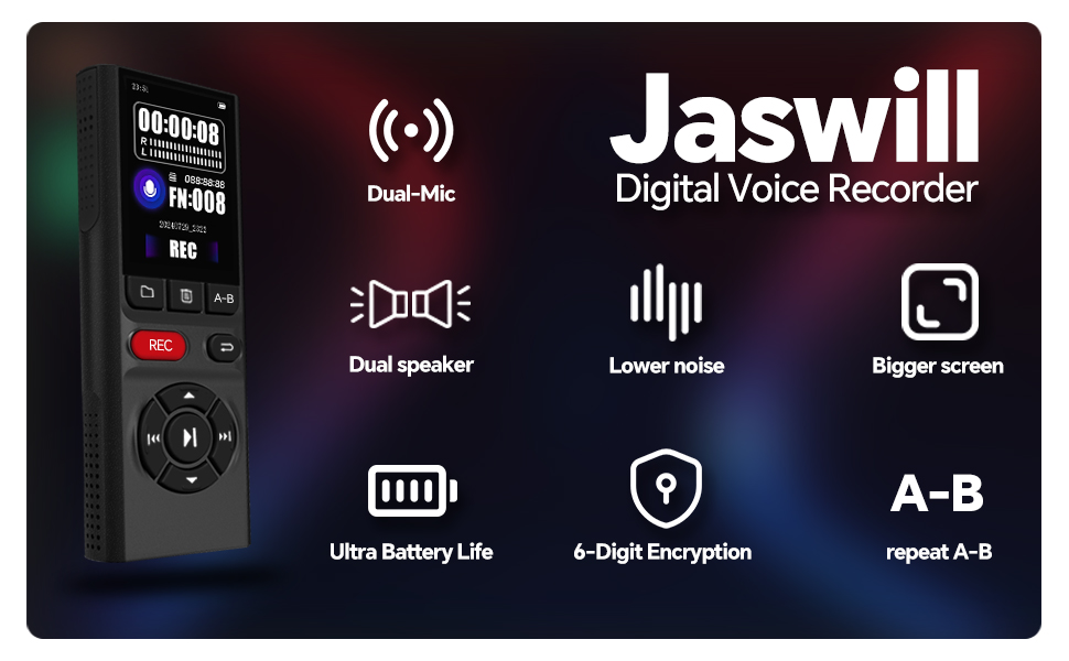 jaswill ?Dual-Mic Dual-Speaker Pro Audio? Noise Cancellation? ?Long Battery Secure Large Screen