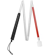 Blind Cane Stick - Mobility Reflective Red-White Foldable Walking Baston para Ciegos, Marshmallow...