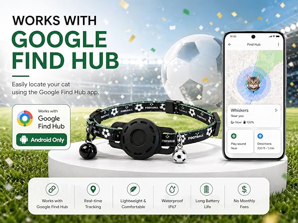 GPS Collar for Cats,Pet Tracker (Android Only) Smart tag