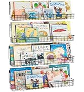 24 Inch Wall Mounted Kids Bookshelf, Floating Metal Book Shelves for Kids Nursery Toddler Classro...