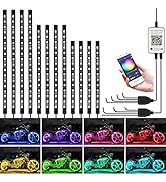 Kairiyard 12PCS Motorcycle LED Underglow Kit, App Control Multicolor Motorcycle Lights Underglow ...