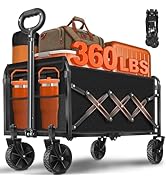 Wagons Cart Foldable with Wheels Collapsible: 360LBS Portable Heavy Duty Folding Grocery Wagon Ca...