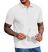 COOFANDY Men's Polo Shirts Short Sleeve Cotton Pique Casual Button T Shirts Classic Fit Collared ...