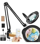 15X Magnifying Lamp with Clamp and Cover, 84 LEDs 5 Color Mode Stepless Dimmable Desktop Magnifyi...
