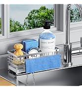 DYFVREN Kitchen Sink Sponge Holder - Self-Draining, Detachable Dish Cloth Holder, Rustproof Kitch...