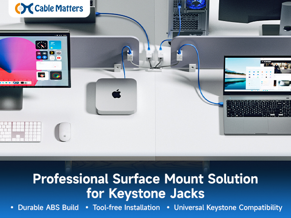 UL Listed 10-Pack 1-Port Keystone Jack Surface Mount Box in White