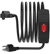 Newdeli 10FT Extension Cord with Switch On/Off Black Outdoor Extension Cord Waterproof 14AWG 3-Pr...