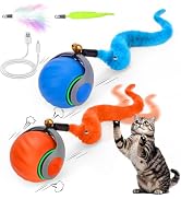 2PCS Interactive Cat Toy Ball, Rechargeable Cat Toys for Indoor Cats | with Feather Tails for Kit...