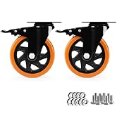Caster Wheels, Heavy Duty 5 Inch Casters Set of 2, Locking Swivel Casters Wheels for Cart, Furnit...