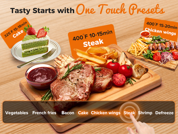 bear air fryer 6L 8in1 preset menu-cake chicken wings steak