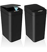 jinligogo 2Pack Bathroom Small Trash Can with Lid, 2.2 Gallon Touchless Automatic Garbage Can Sli...