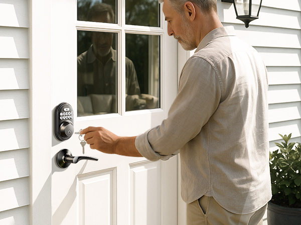 keypad door lock with handle 