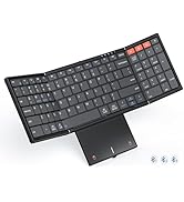 MEETION New Foldable Bluetooth Keyboard with Touchpad, Portable Wireless Keyboard with Numeric Ke...