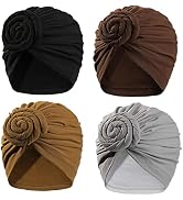 Stretch Turban Hats for Women - African Knot Headwraps Soft Pre Tied Bonnet Hair wrap Pretied for...