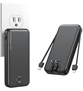 Nusyddy Portable Charger, 10000mAh PD20W Fast Charging Power Bank with Built-in Cables &amp; Wall Plu...