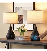 Leasgy 18'' Modern Touch Lamps for Nightstand Set of 2 with 3 Way Dimmable, Table Lamps for Livin...