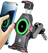 BRCOVAN Motorcycle Fork Stem Phone Mount with Qi 15W Wireless Charger & Vibration Dampener, Anti-...